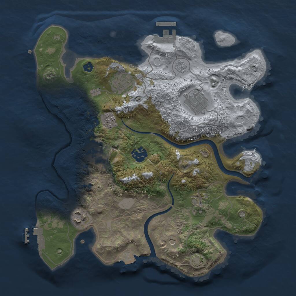 Rust Map: Procedural Map, Size: 3000, Seed: 1921284517, 13 Monuments