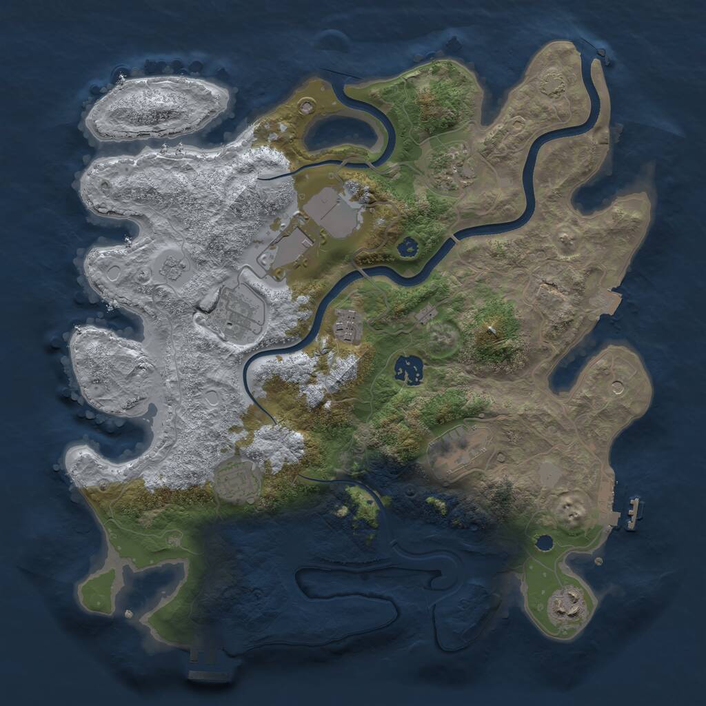 Rust Map: Procedural Map, Size: 3500, Seed: 146000265, 14 Monuments