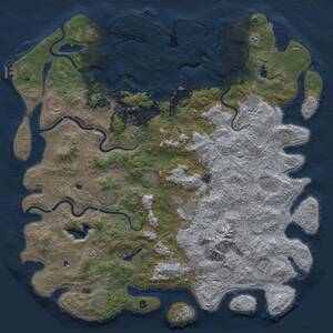 Thumbnail Rust Map: Procedural Map, Size: 6000, Seed: 1198034984, 17 Monuments