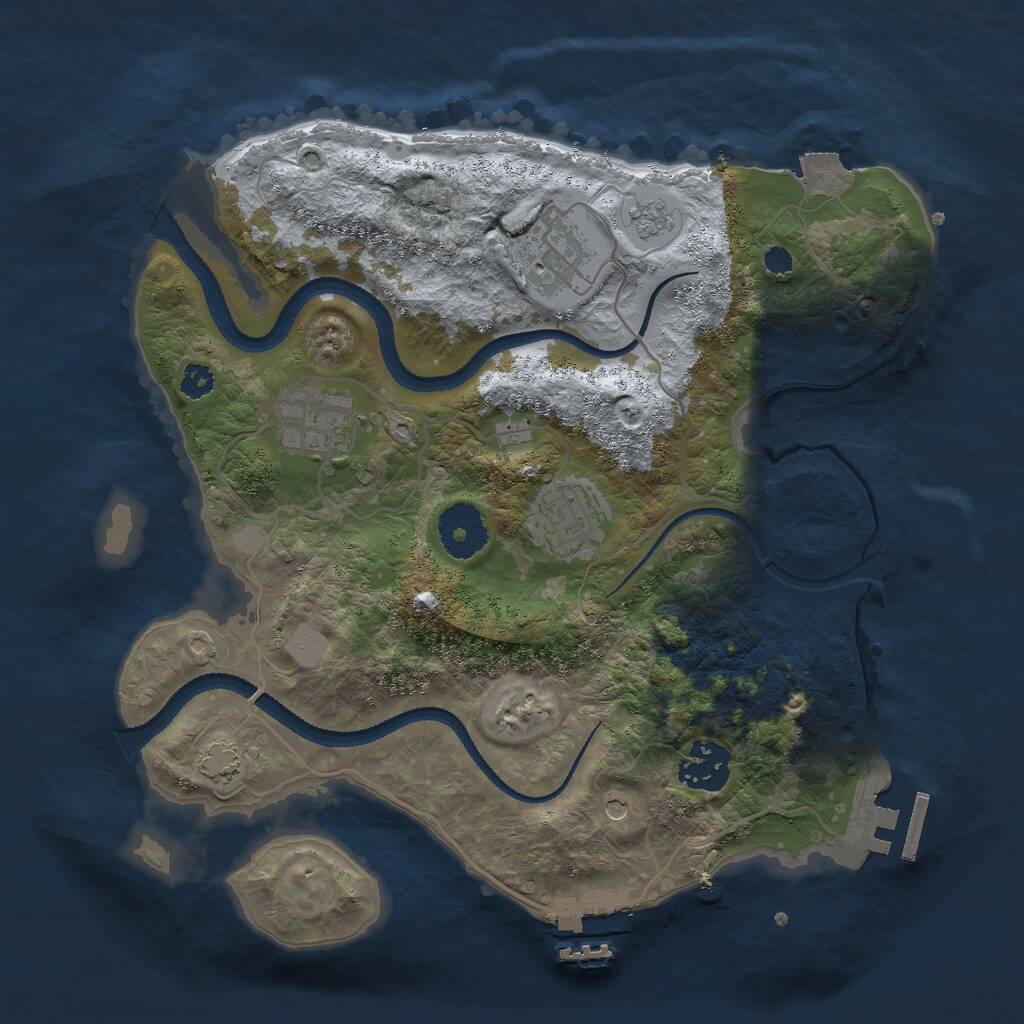 Rust Map: Procedural Map, Size: 3000, Seed: 1561844305, 10 Monuments