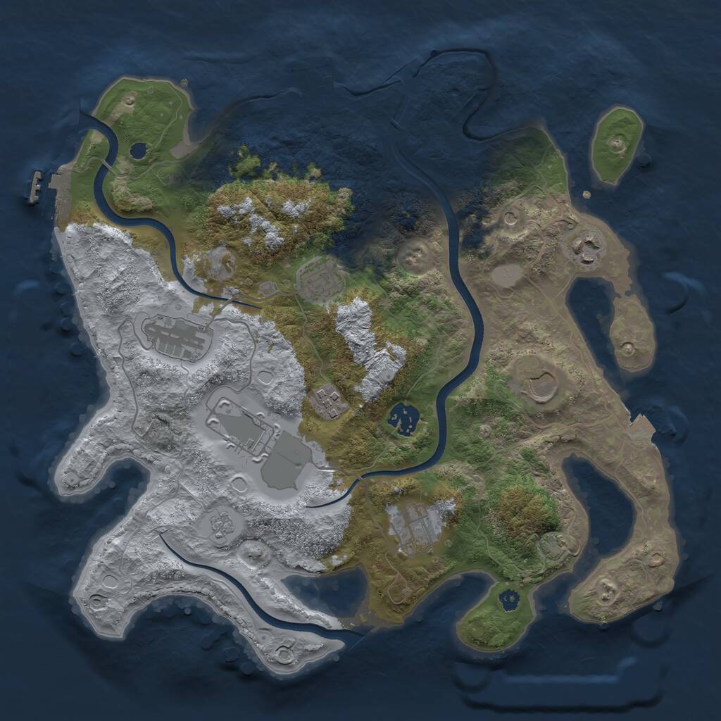Rust Map: Procedural Map, Size: 3500, Seed: 1084401359, 14 Monuments