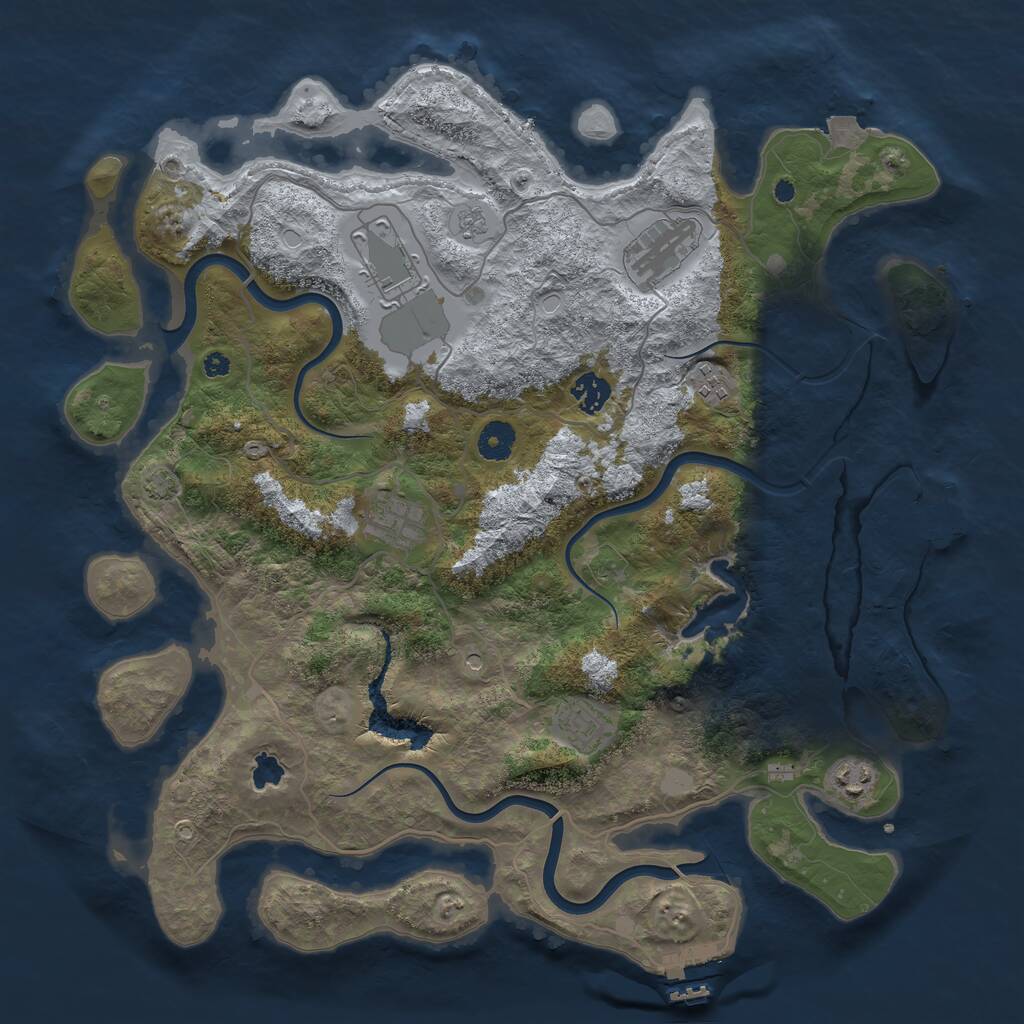 Rust Map: Procedural Map, Size: 4000, Seed: 2107280599, 13 Monuments