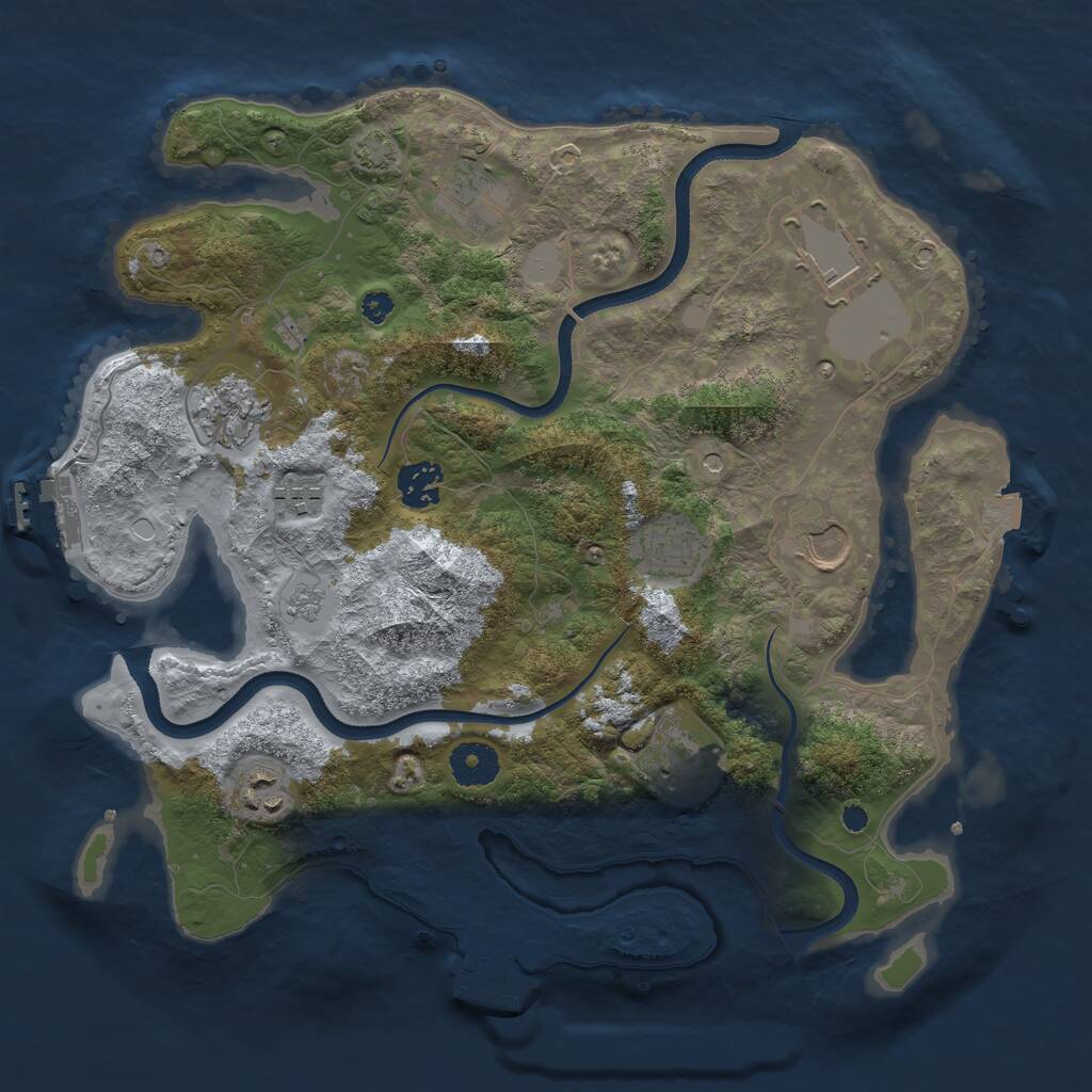 Rust Map: Procedural Map, Size: 3500, Seed: 1399447458, 15 Monuments