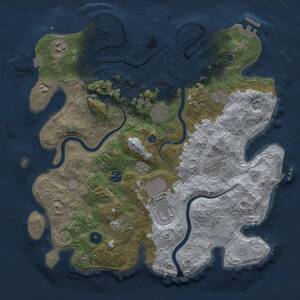 Thumbnail Rust Map: Procedural Map, Size: 3750, Seed: 1783166432, 14 Monuments