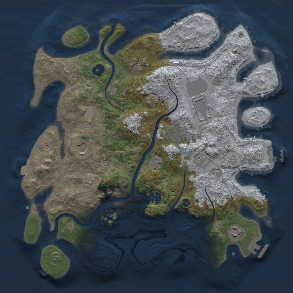 Rust Map: Procedural Map, Size: 3750, Seed: 2097478743, 14 Monuments
