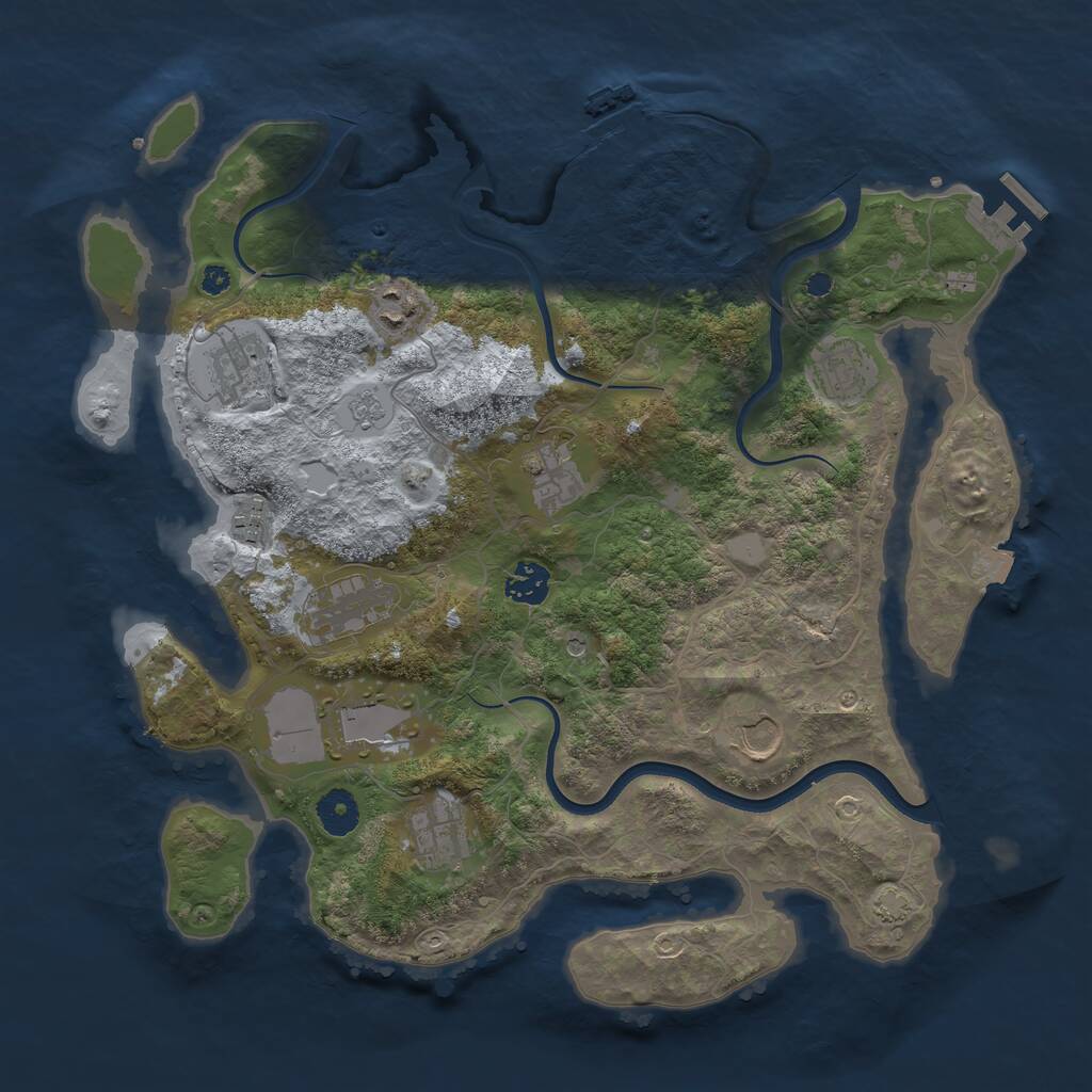 Rust Map: Procedural Map, Size: 3750, Seed: 1197405200, 16 Monuments