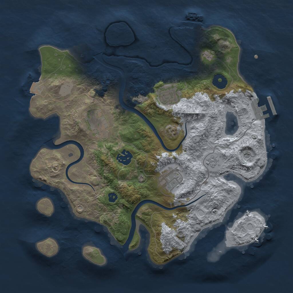Rust Map: Procedural Map, Size: 3000, Seed: 634442075, 10 Monuments