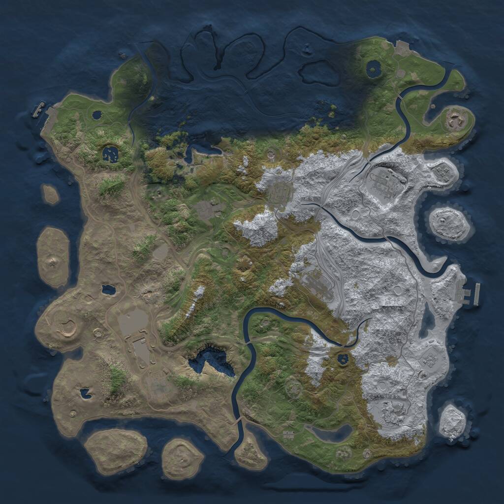 Rust Map: Procedural Map, Size: 4500, Seed: 310234854, 17 Monuments