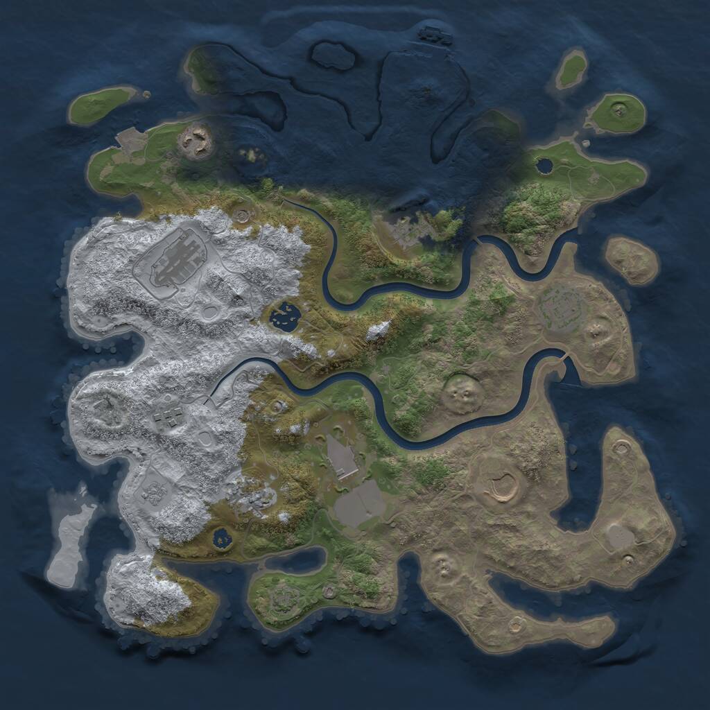 Rust Map: Procedural Map, Size: 3700, Seed: 1165948745, 14 Monuments