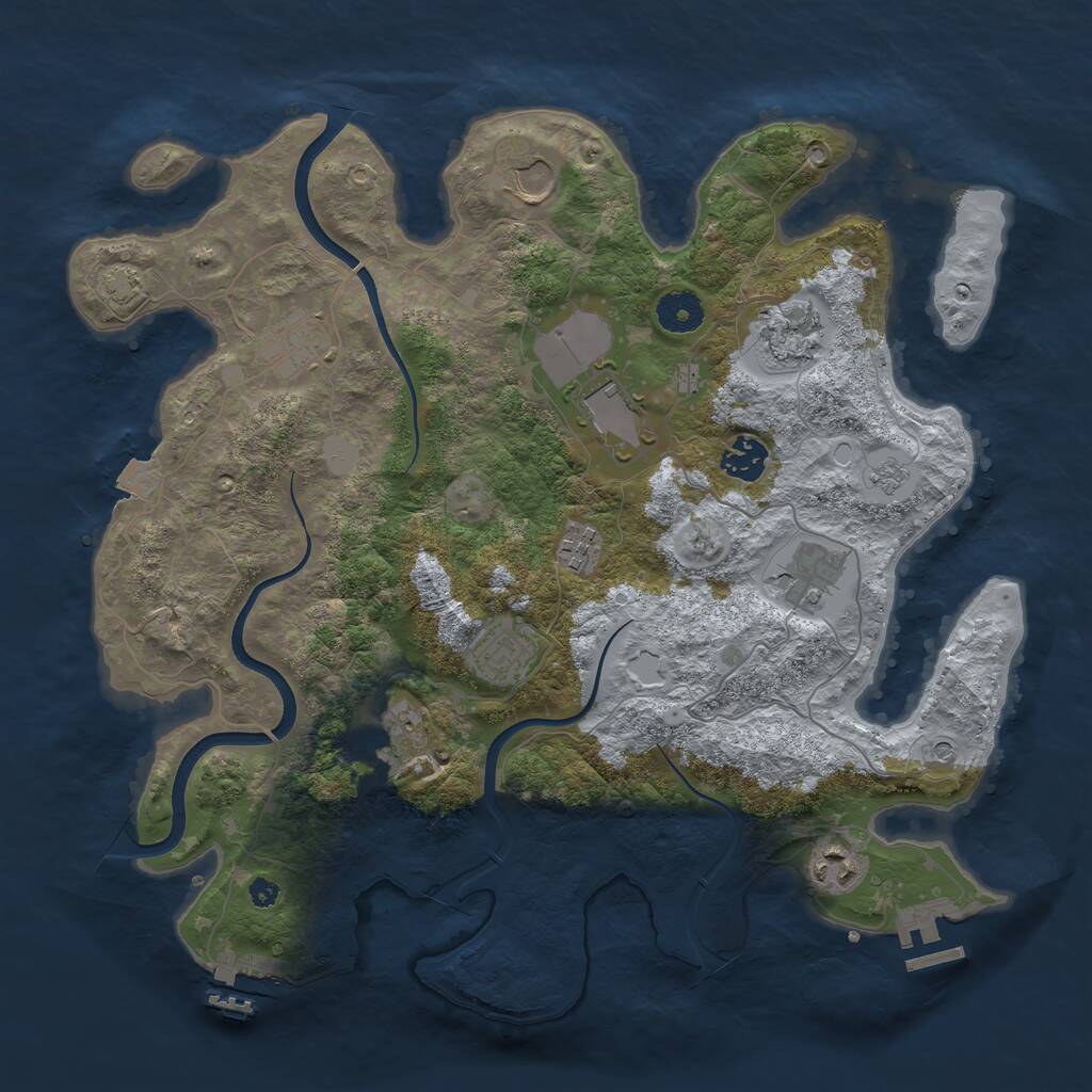 Rust Map: Procedural Map, Size: 3700, Seed: 1890885002, 16 Monuments