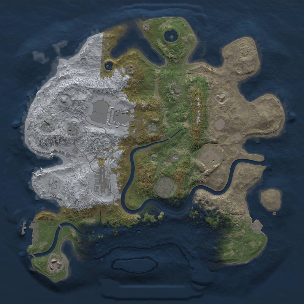 Rust Map: Procedural Map, Size: 3500, Seed: 1593859895, 13 Monuments