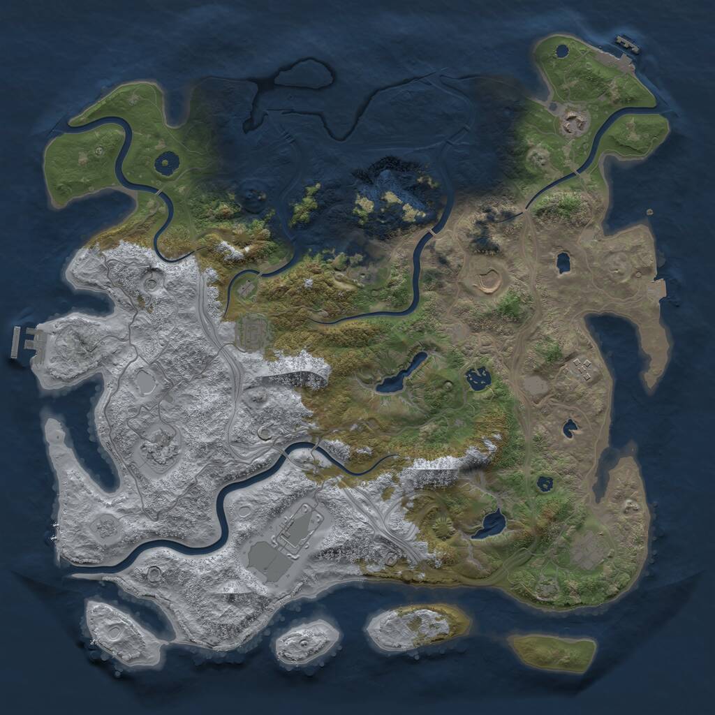 Rust Map: Procedural Map, Size: 4500, Seed: 1010316631, 15 Monuments