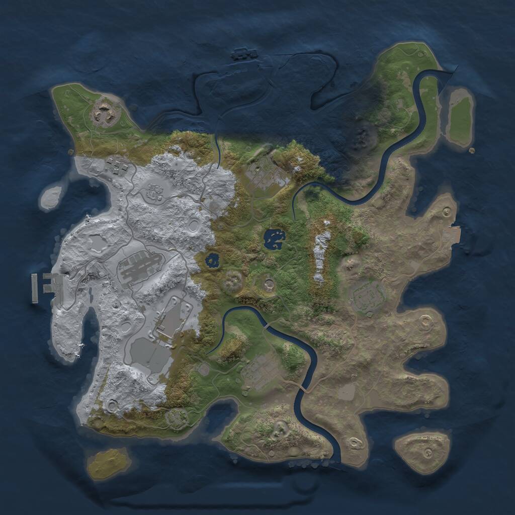 Rust Map: Procedural Map, Size: 3500, Seed: 826721202, 14 Monuments