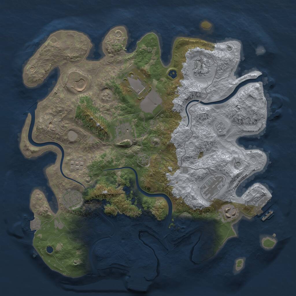 Rust Map: Procedural Map, Size: 3500, Seed: 3295388, 14 Monuments