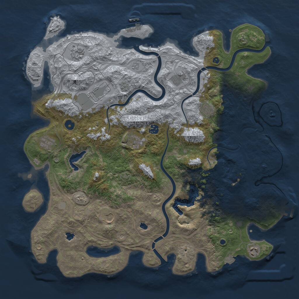 Rust Map: Procedural Map, Size: 4600, Seed: 883916458, 16 Monuments