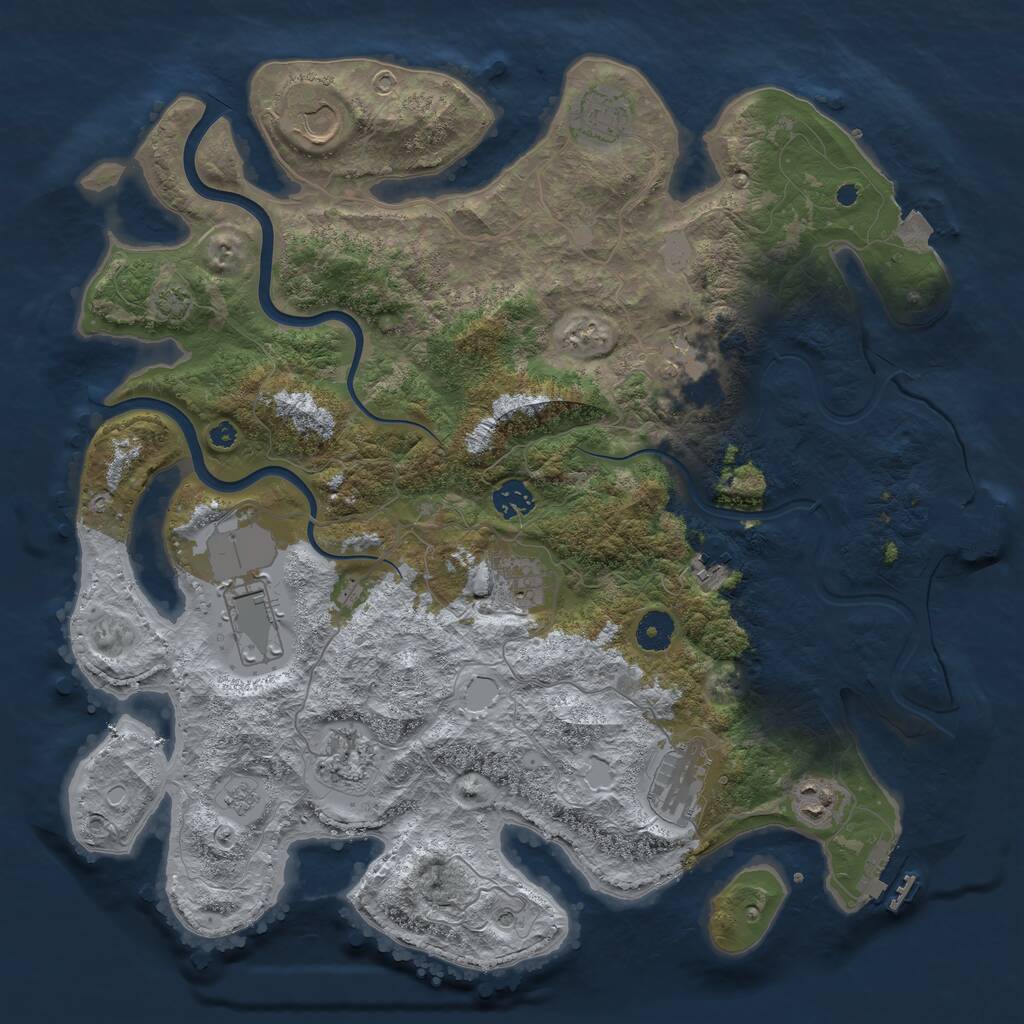 Rust Map: Procedural Map, Size: 3950, Seed: 70000, 16 Monuments