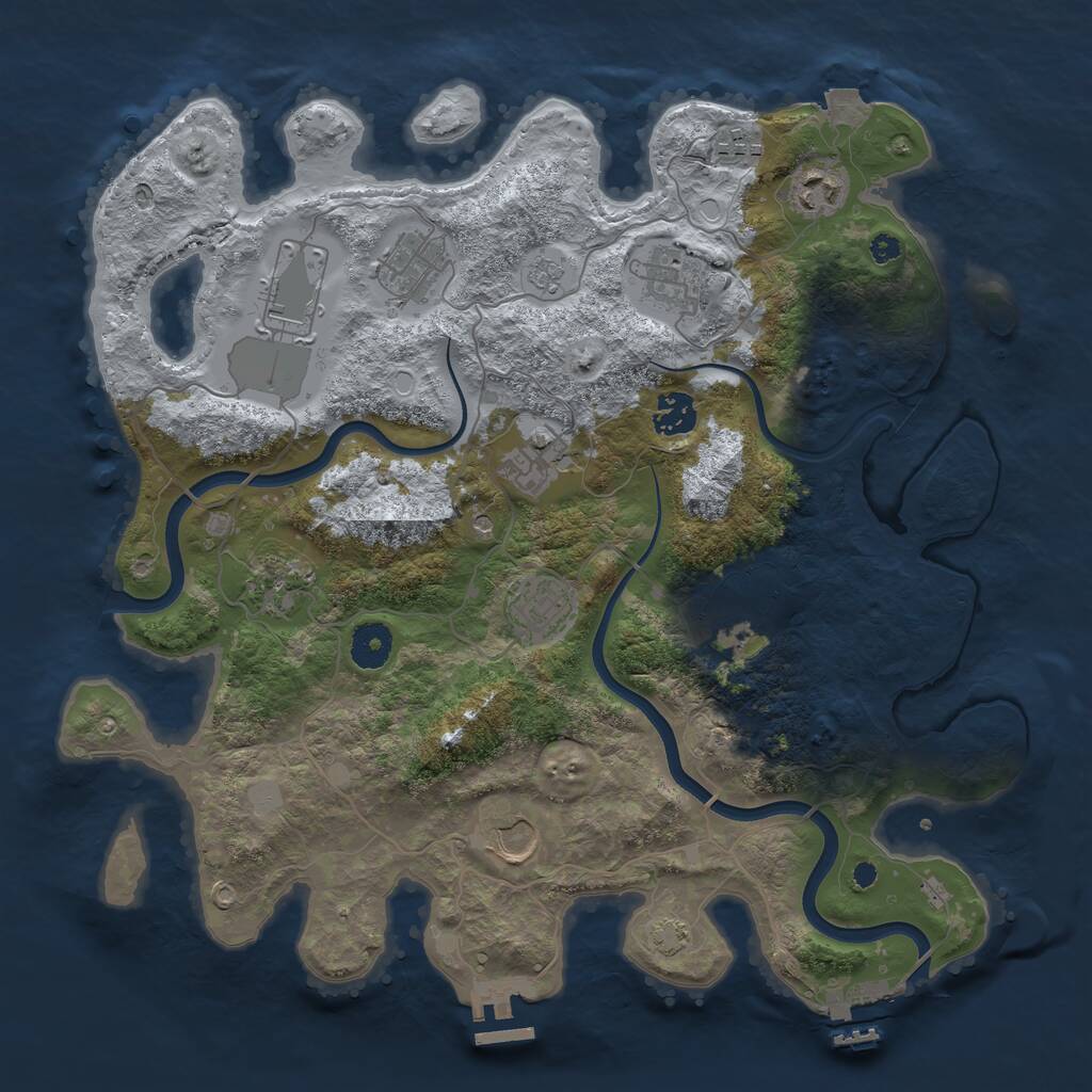Rust Map: Procedural Map, Size: 3700, Seed: 333304438, 17 Monuments
