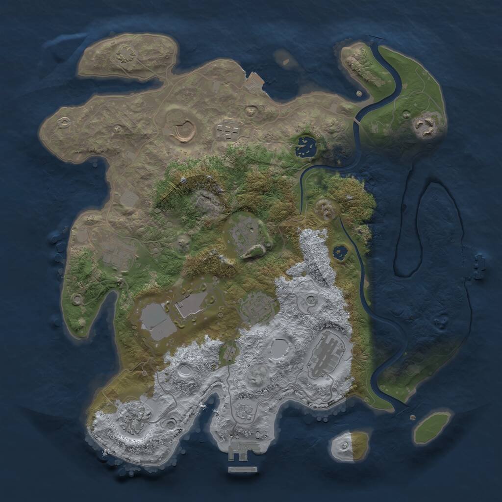 Rust Map: Procedural Map, Size: 3500, Seed: 313147761, 16 Monuments