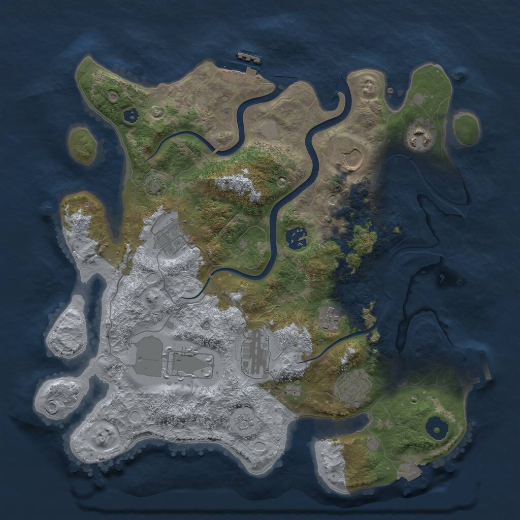 Rust Map: Procedural Map, Size: 3500, Seed: 68438480, 14 Monuments