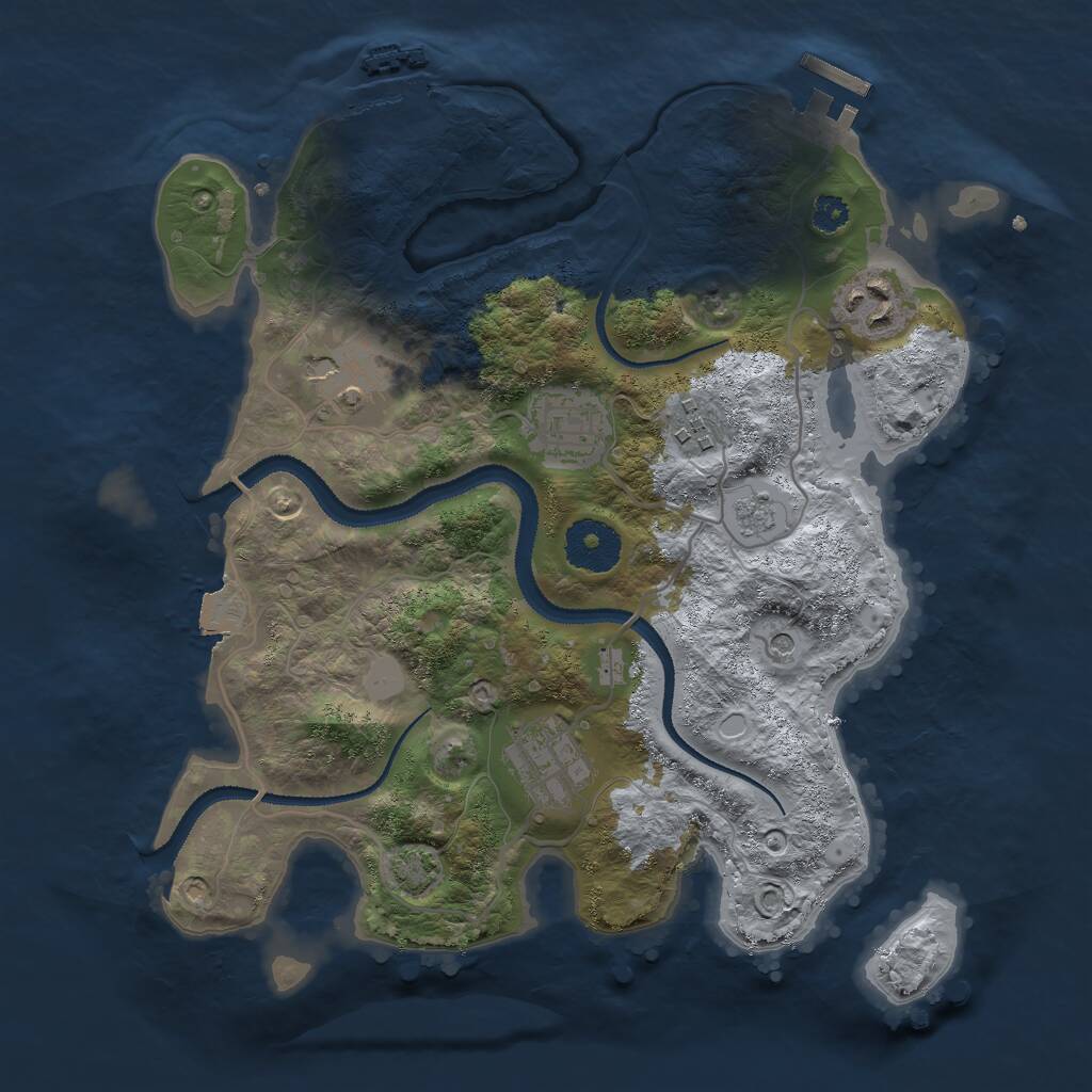 Rust Map: Procedural Map, Size: 3000, Seed: 409538783, 11 Monuments