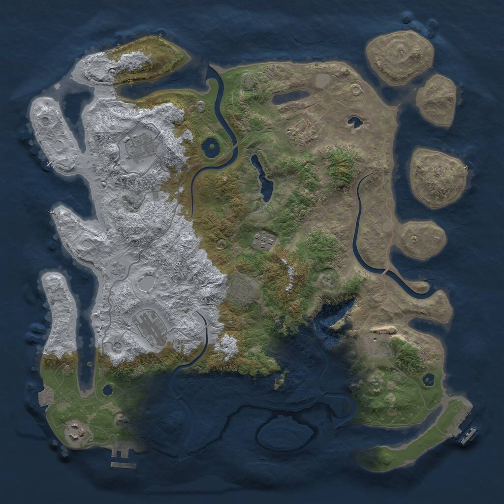 Rust Map: Procedural Map, Size: 4000, Seed: 529602239, 13 Monuments