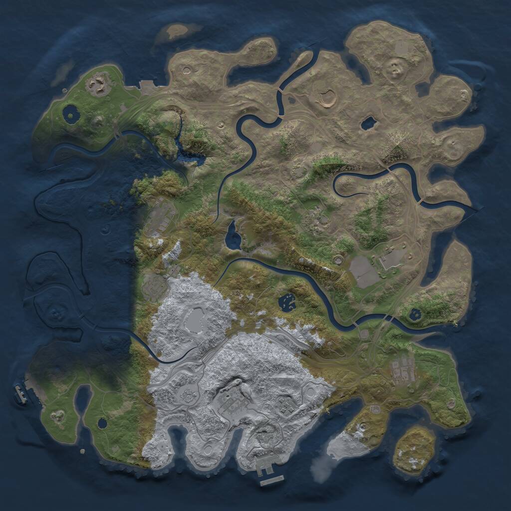 Rust Map: Procedural Map, Size: 4250, Seed: 1826926893, 16 Monuments