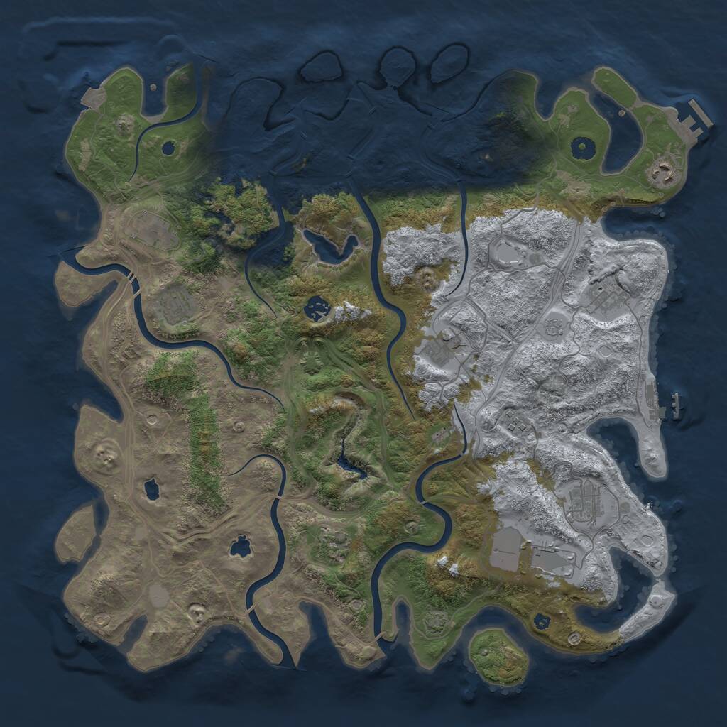 Rust Map: Procedural Map, Size: 4500, Seed: 62444490, 16 Monuments