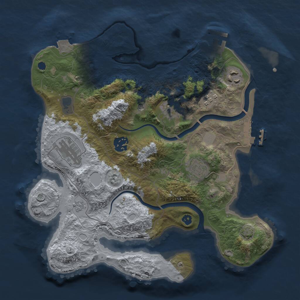 Rust Map: Procedural Map, Size: 3000, Seed: 3253, 12 Monuments