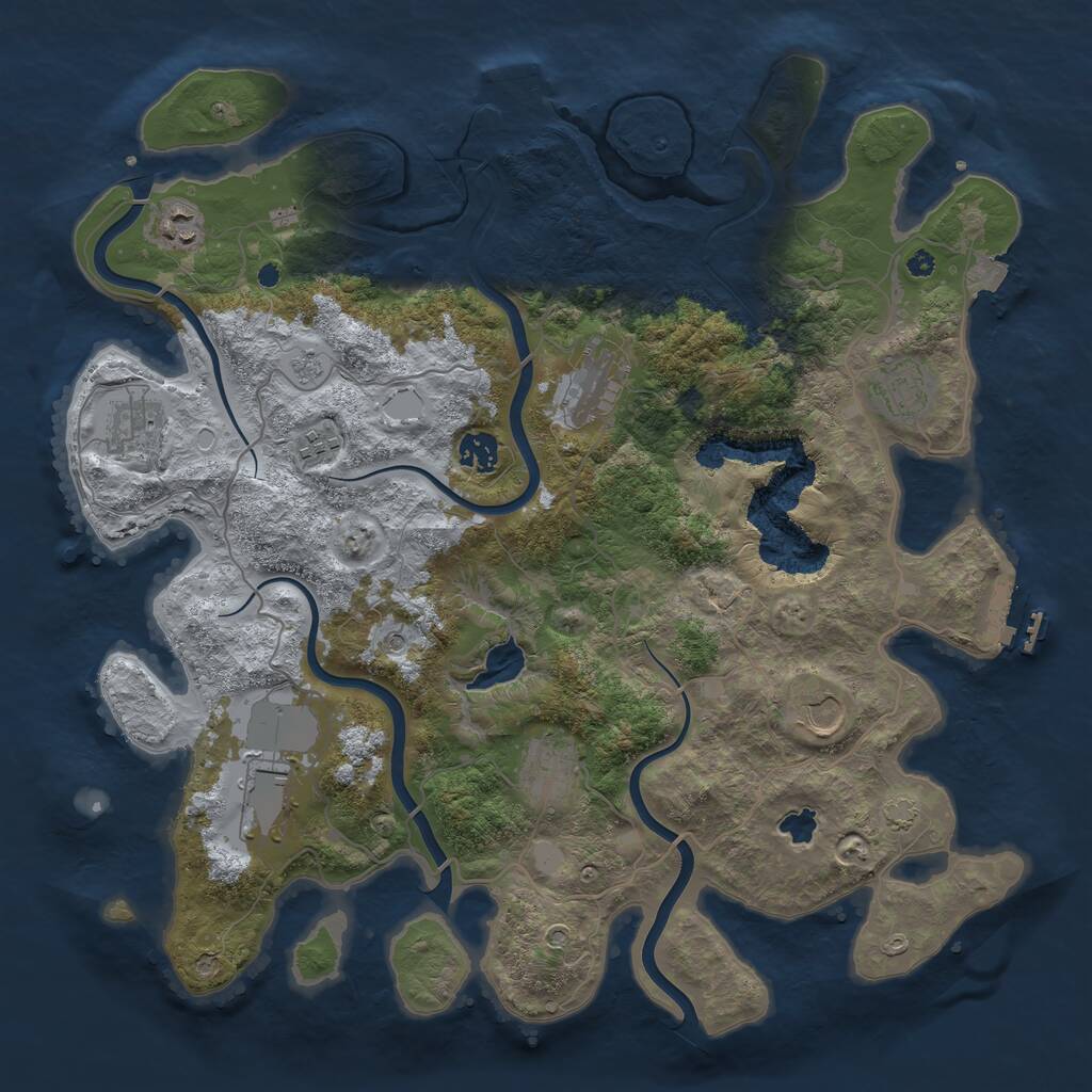 Rust Map: Procedural Map, Size: 4050, Seed: 1836606308, 15 Monuments