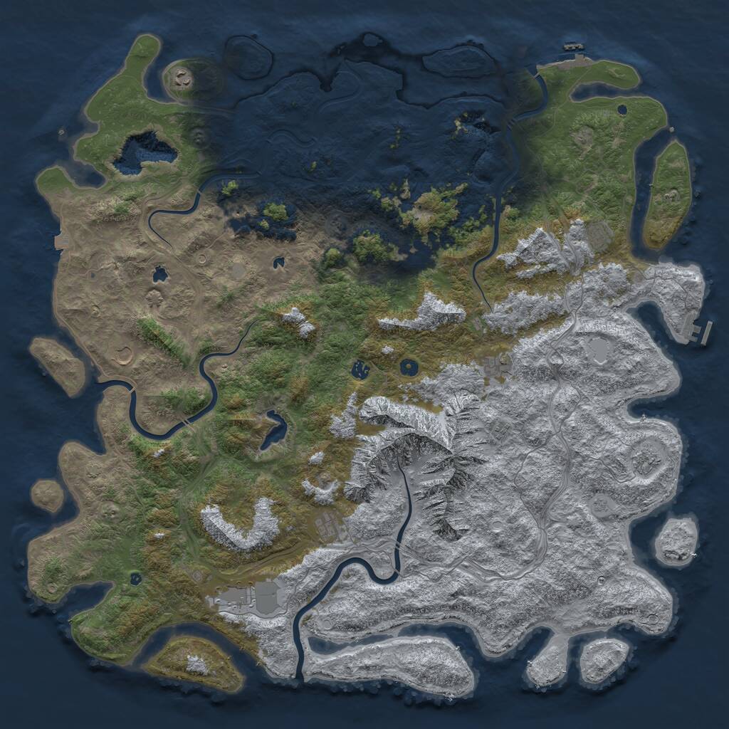 Rust Map: Procedural Map, Size: 6000, Seed: 2070997932, 17 Monuments