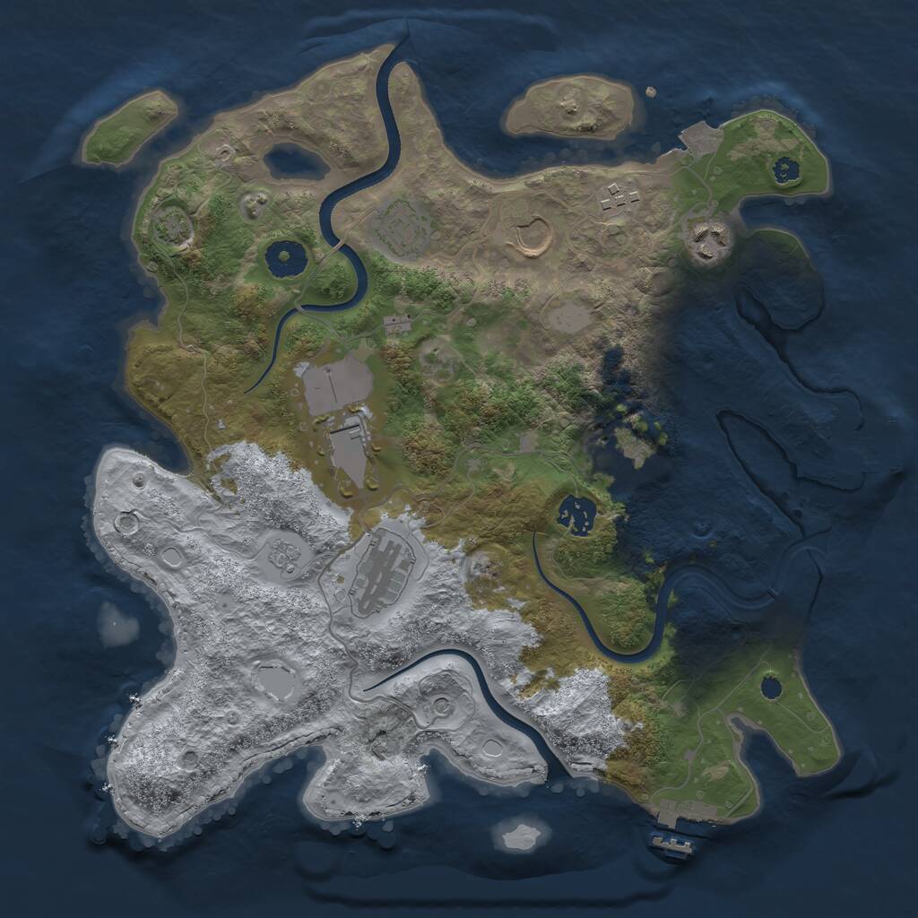 Rust Map: Procedural Map, Size: 3500, Seed: 1225235140, 14 Monuments