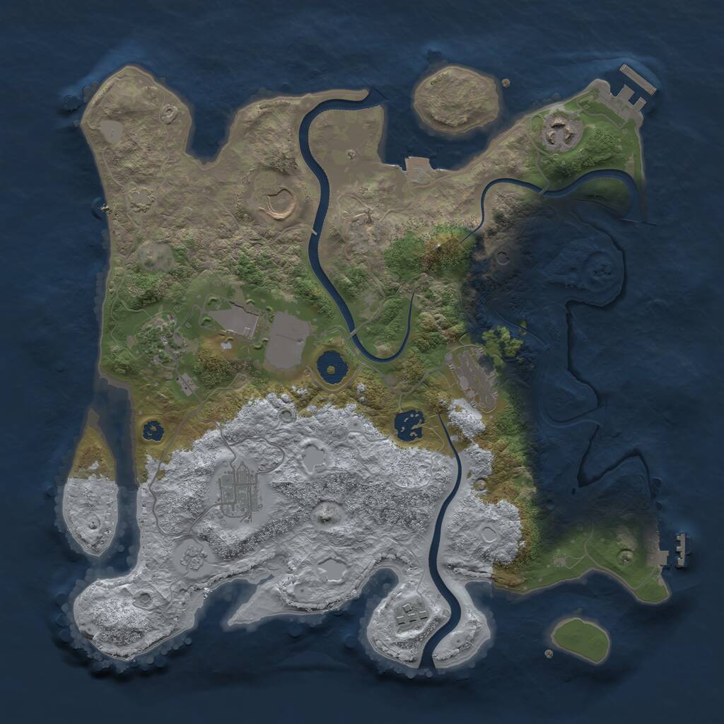 Rust Map: Procedural Map, Size: 3500, Seed: 2142854987, 14 Monuments