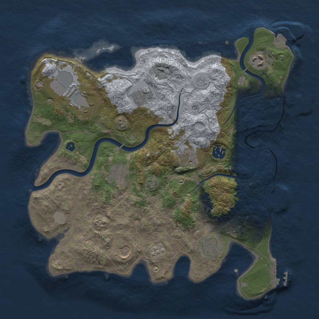 Rust Map: Procedural Map, Size: 3500, Seed: 7319462, 15 Monuments