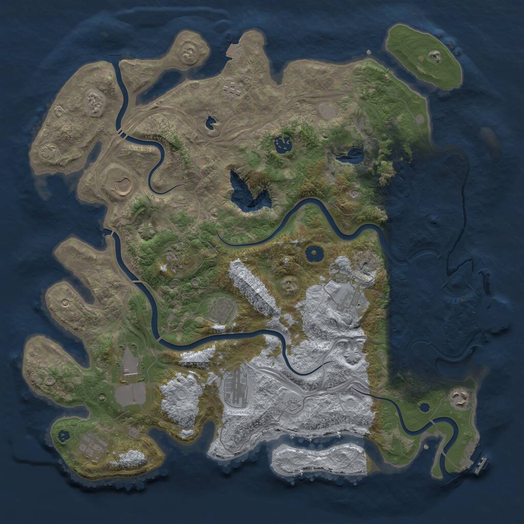 Rust Map: Procedural Map, Size: 4400, Seed: 628884116, 16 Monuments