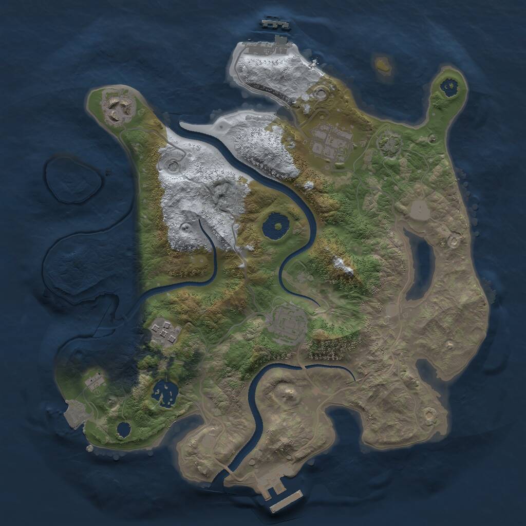 Rust Map: Procedural Map, Size: 3000, Seed: 1863867386, 10 Monuments