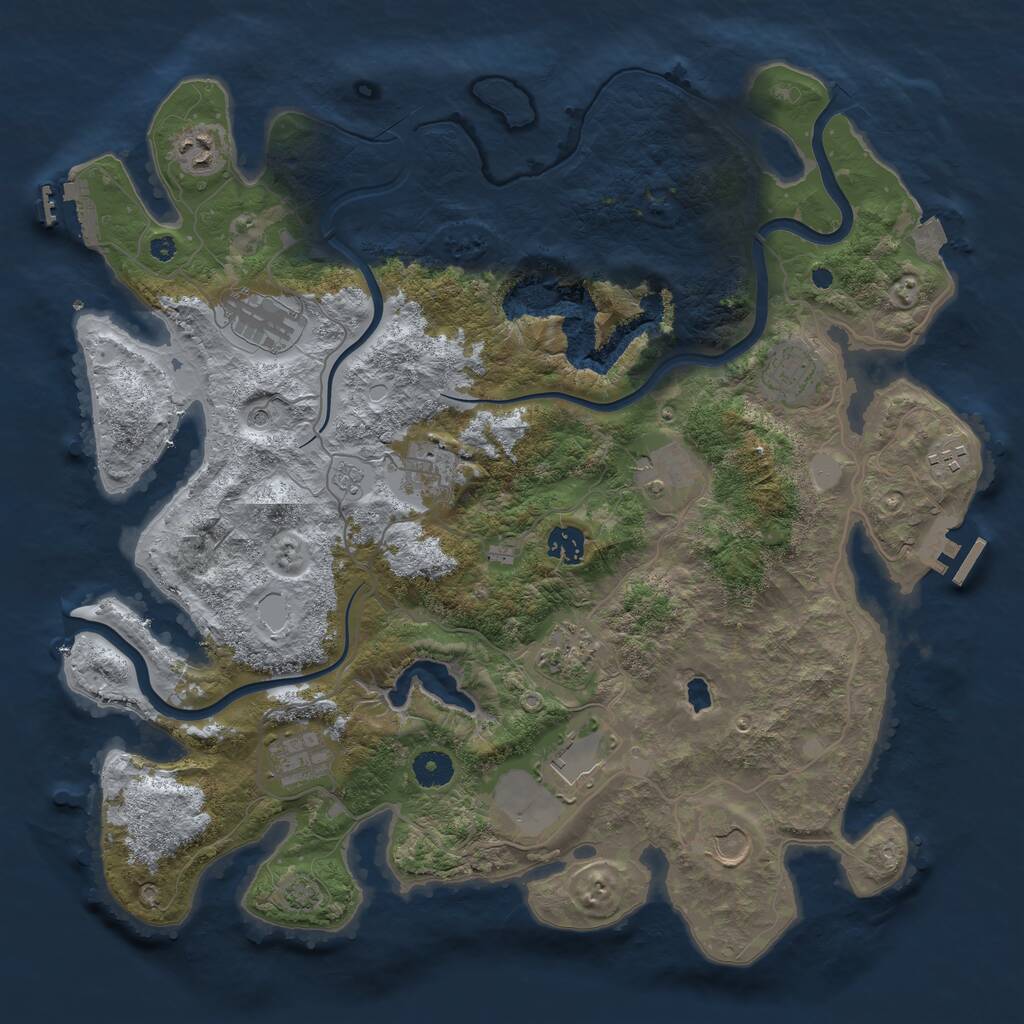 Rust Map: Procedural Map, Size: 4000, Seed: 2122036724, 17 Monuments
