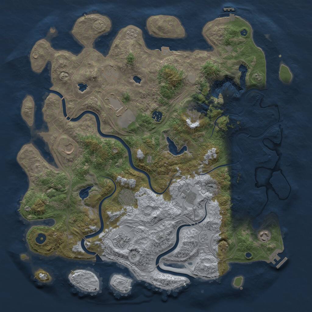 Rust Map: Procedural Map, Size: 4500, Seed: 210987074, 16 Monuments