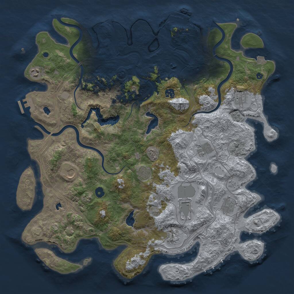 Rust Map: Procedural Map, Size: 4500, Seed: 837252, 16 Monuments