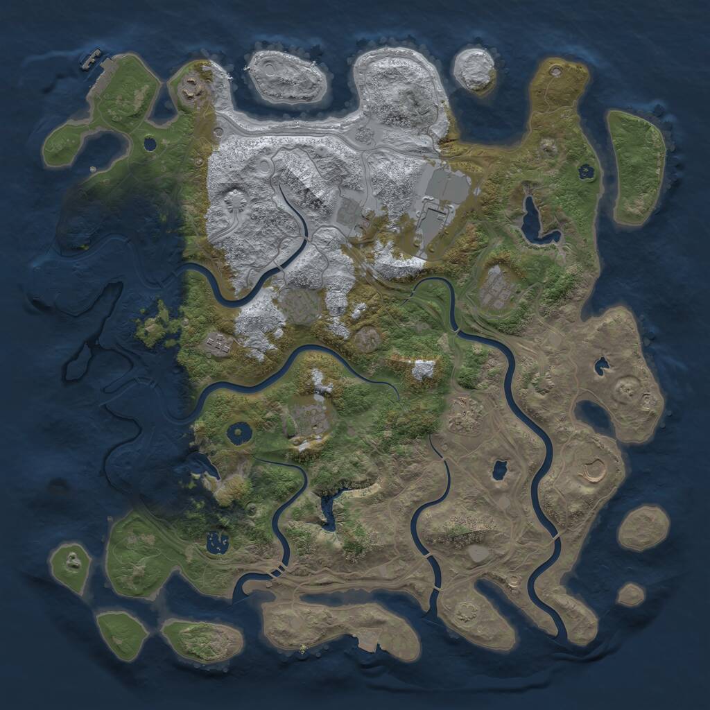 Rust Map: Procedural Map, Size: 4500, Seed: 434358387, 16 Monuments
