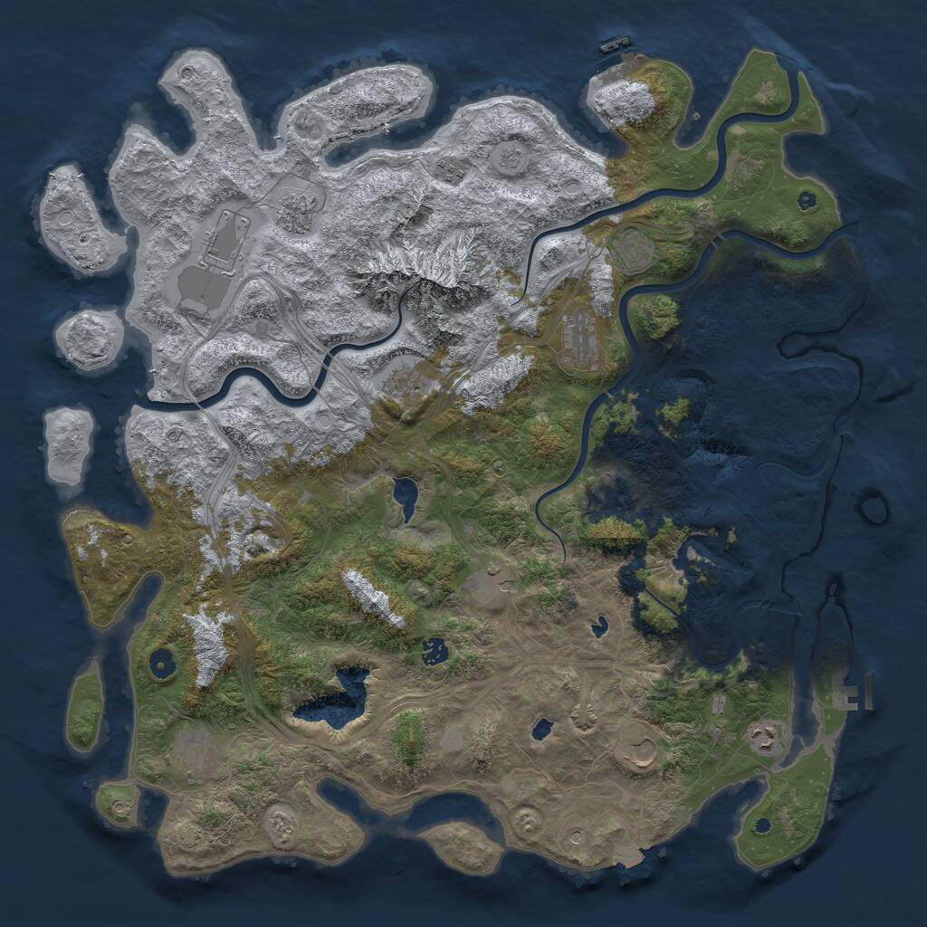 Rust Map: Procedural Map, Size: 5000, Seed: 564841, 17 Monuments