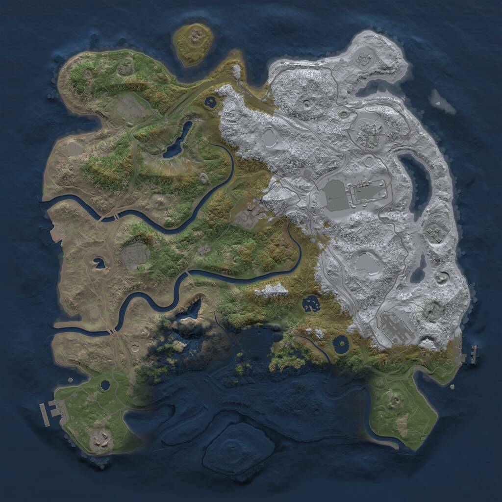 Rust Map: Procedural Map, Size: 4300, Seed: 1051187143, 16 Monuments