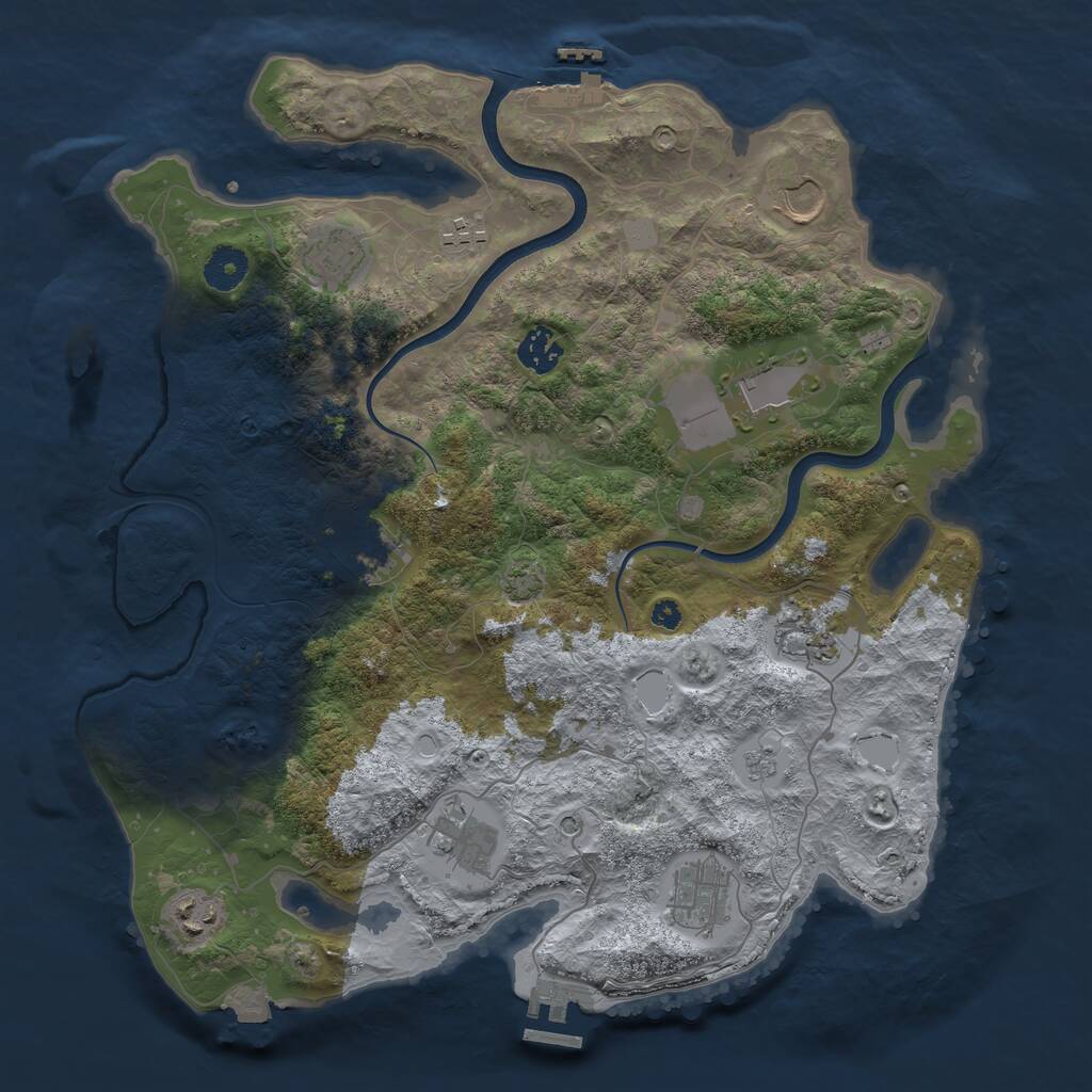 Rust Map: Procedural Map, Size: 3750, Seed: 1089447882, 16 Monuments