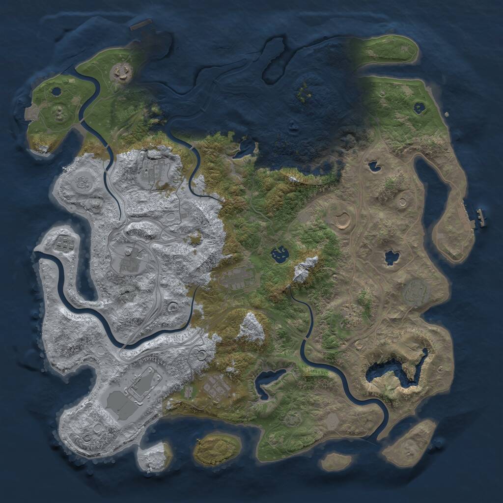 Rust Map: Procedural Map, Size: 4500, Seed: 598632758, 17 Monuments