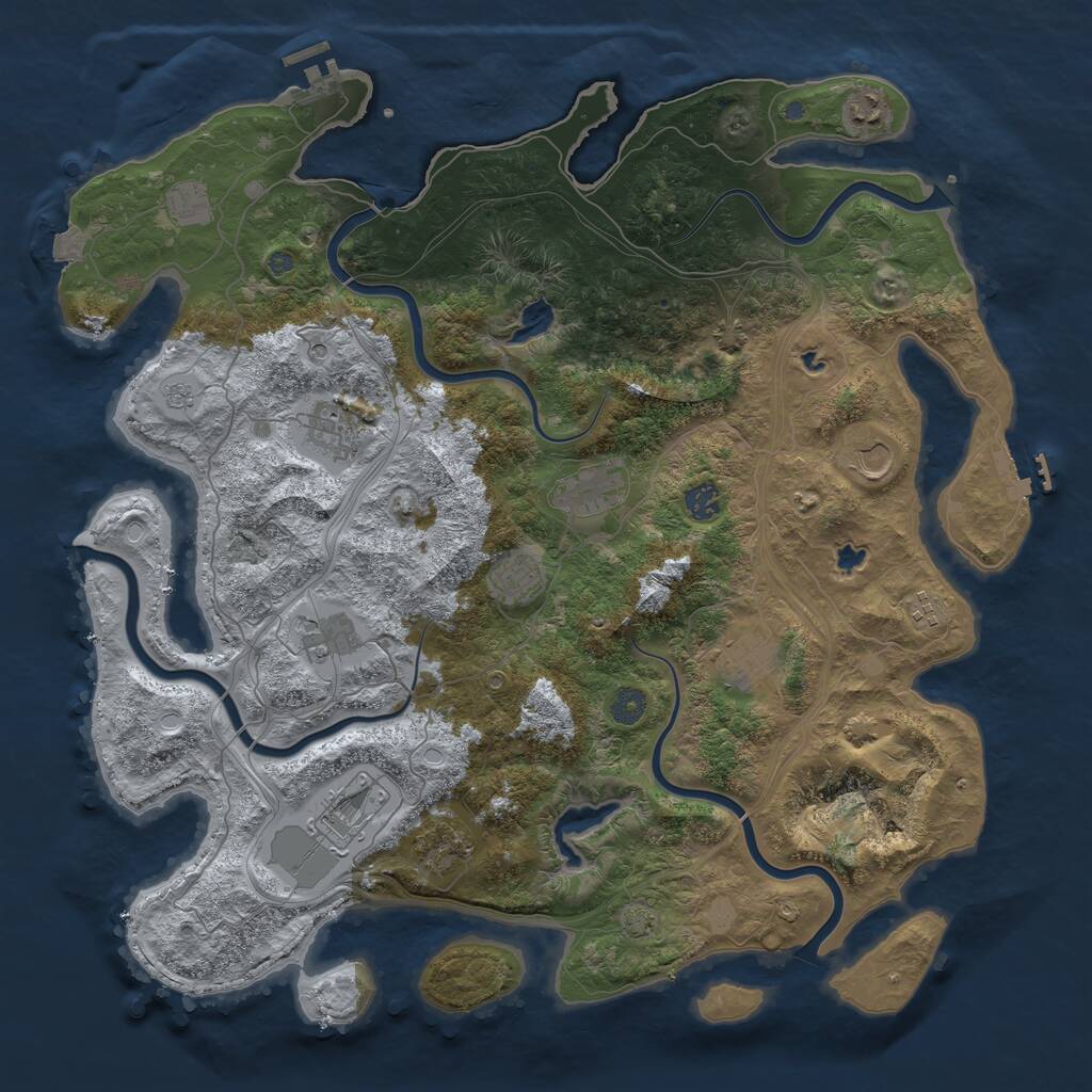 Rust Map: Procedural Map, Size: 4500, Seed: 598632758, 19 Monuments