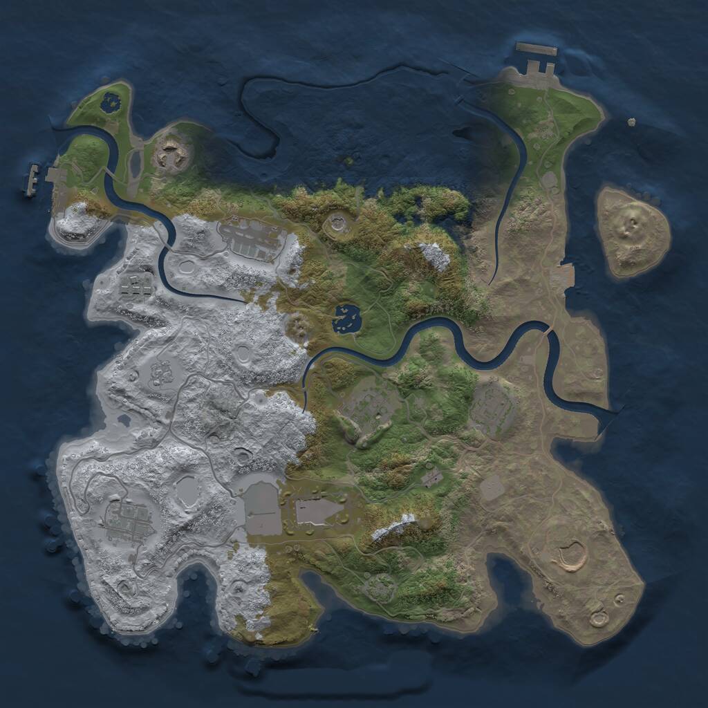 Rust Map: Procedural Map, Size: 3500, Seed: 579818196, 15 Monuments