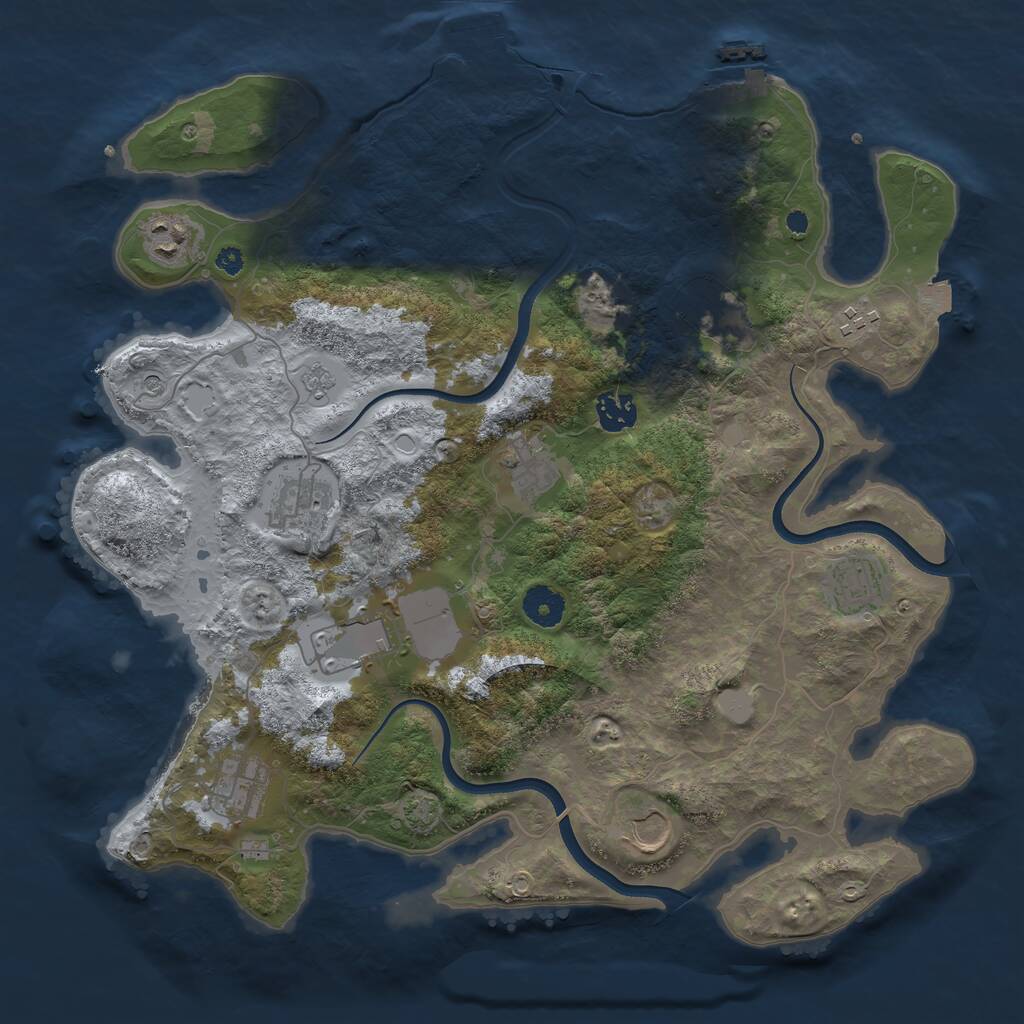 Rust Map: Procedural Map, Size: 3750, Seed: 811609013, 16 Monuments
