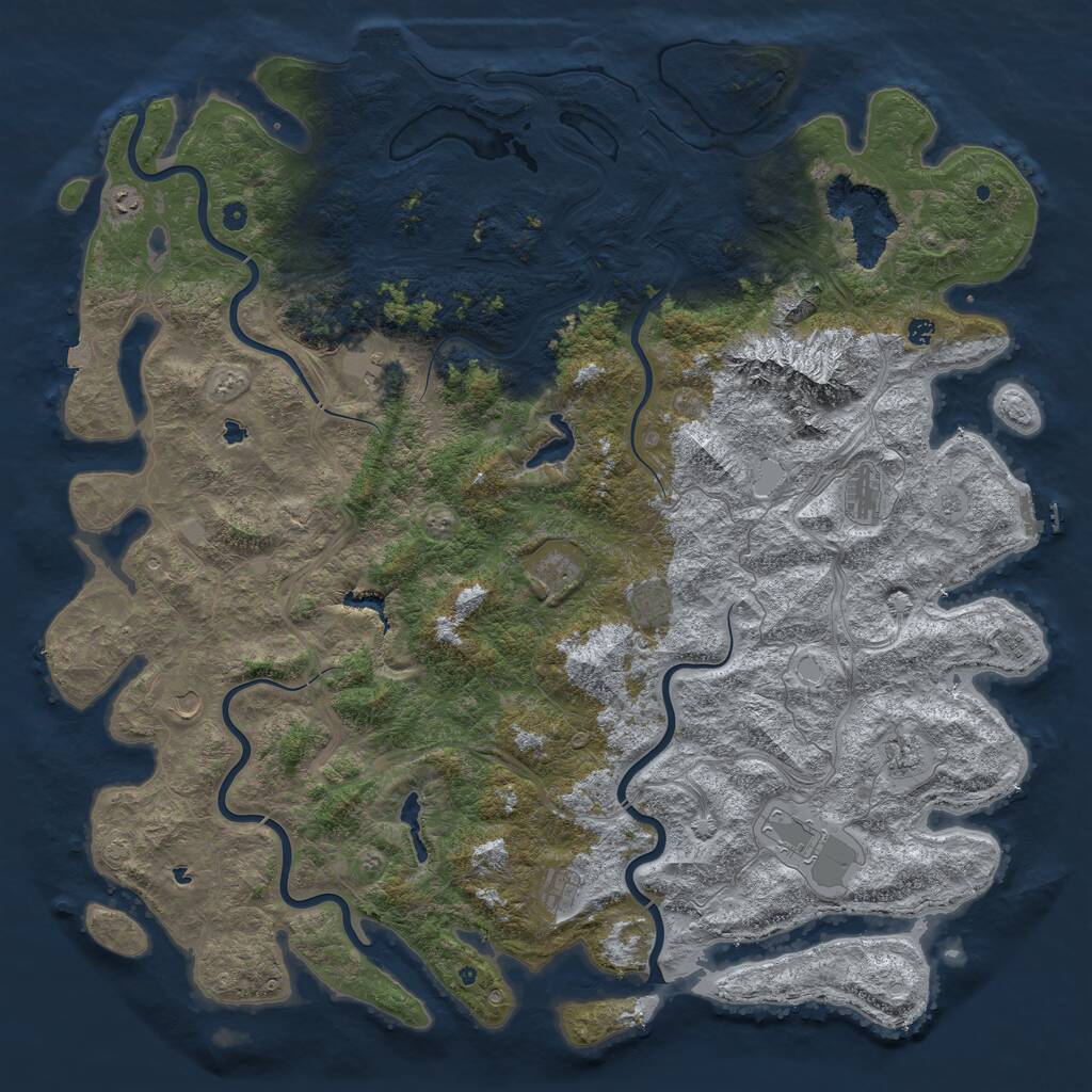 Rust Map: Procedural Map, Size: 6000, Seed: 419777, 17 Monuments