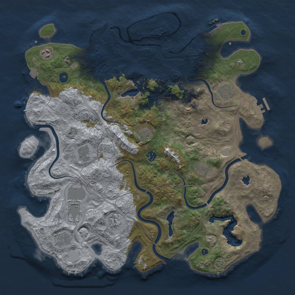 Rust Map: Procedural Map, Size: 4500, Seed: 1211602046, 17 Monuments