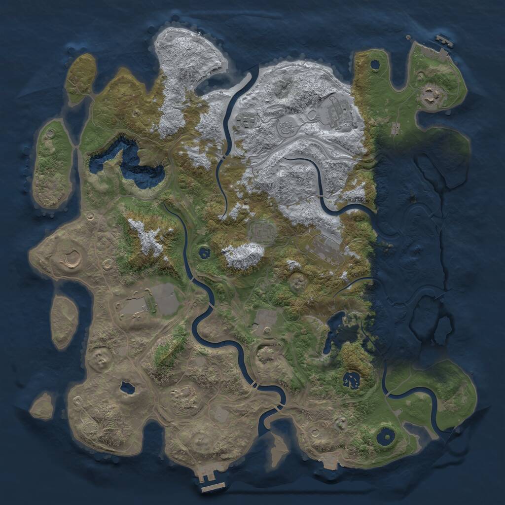 Rust Map: Procedural Map, Size: 4250, Seed: 332587295, 16 Monuments