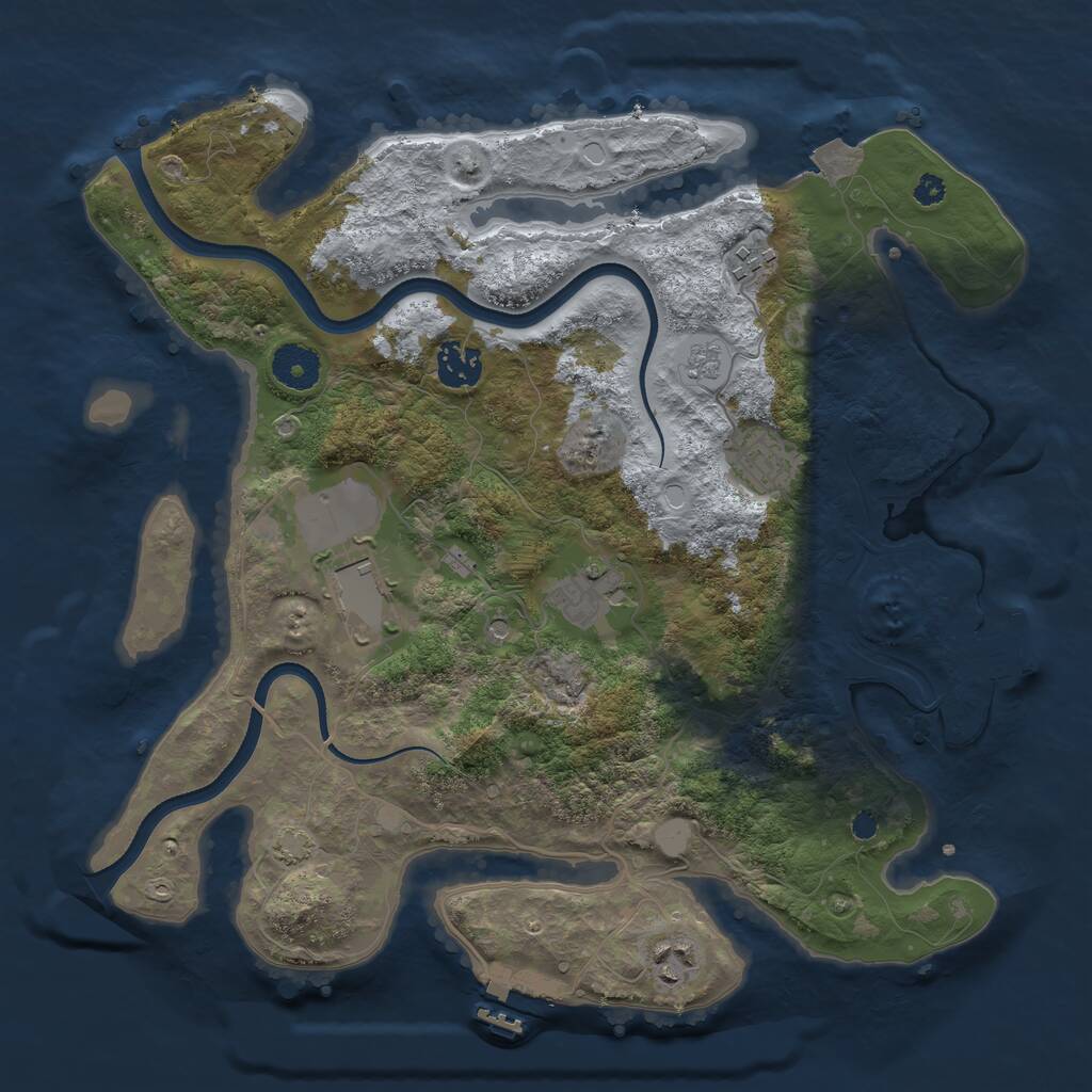 Rust Map: Procedural Map, Size: 3500, Seed: 971619994, 12 Monuments